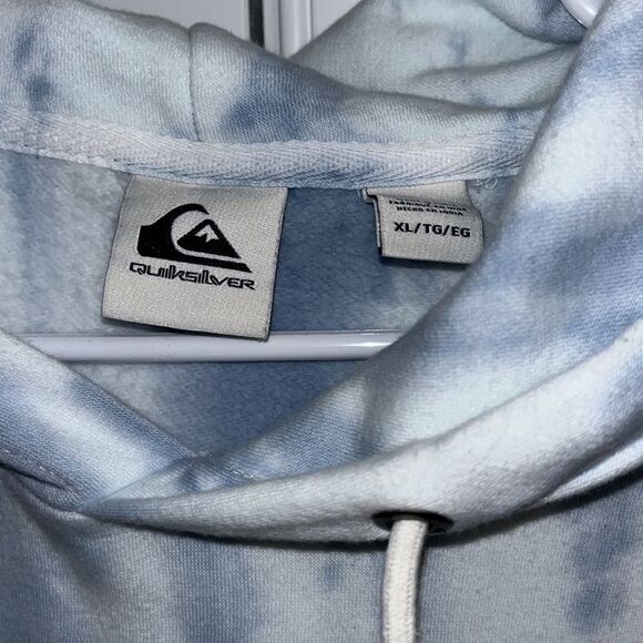 Quiksilver thick tie dye style surfer beach hooded hoodie sweatshirt XL slim - Picture 3 of 4